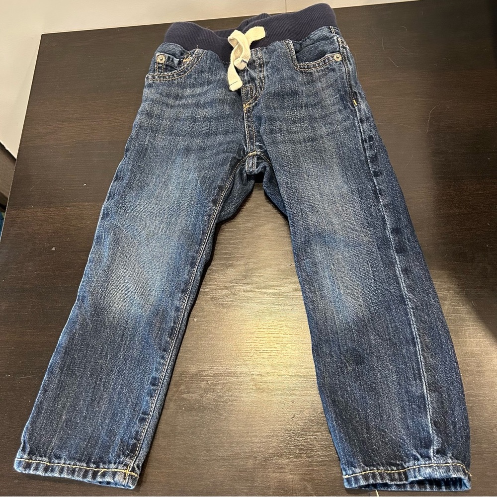 Gap Boys Slim washed black 5-pocket pull-on jeans with an elastic waist blue